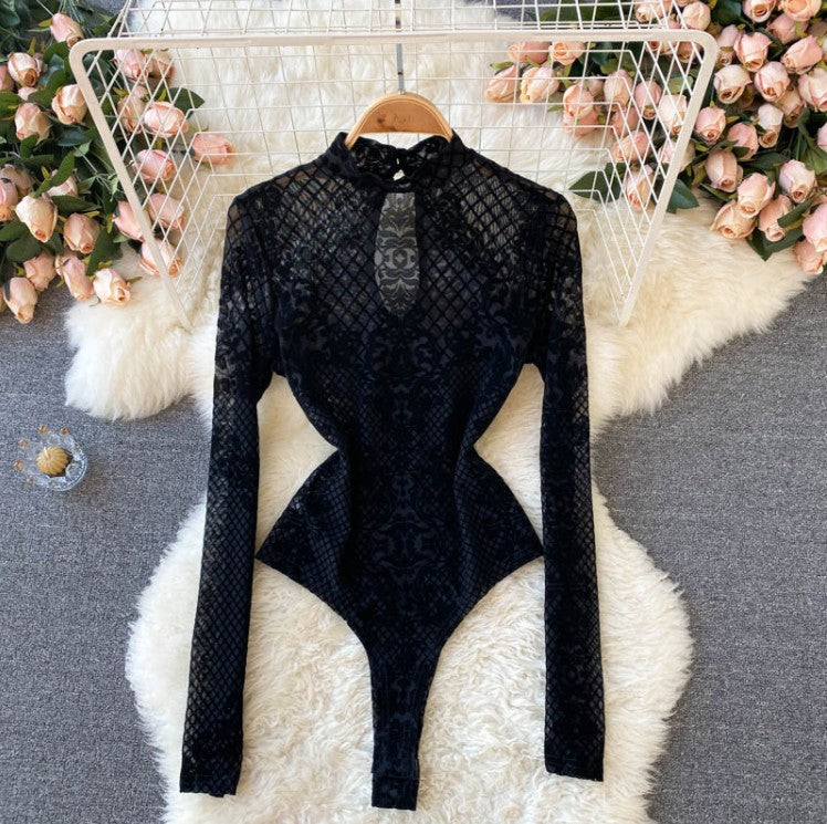 HALTER LACE FULL-UPPER COVERAGE BODYSUIT
