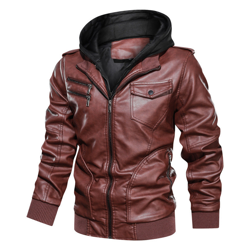 CASUAL MOTORCYCLE WINTER LEATHER JACKET