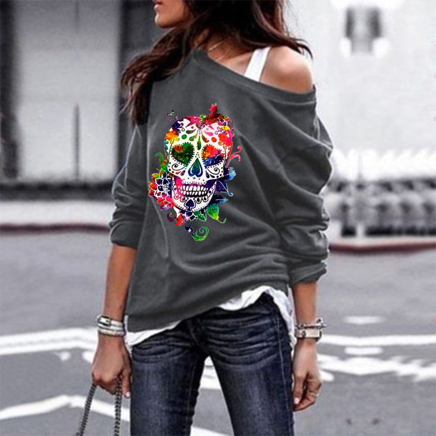 PRINTED SIDE SHOULDER SWEATER