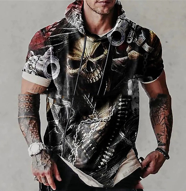 MEN'S SHORT SLEEVE HOODIE WITH PRINT