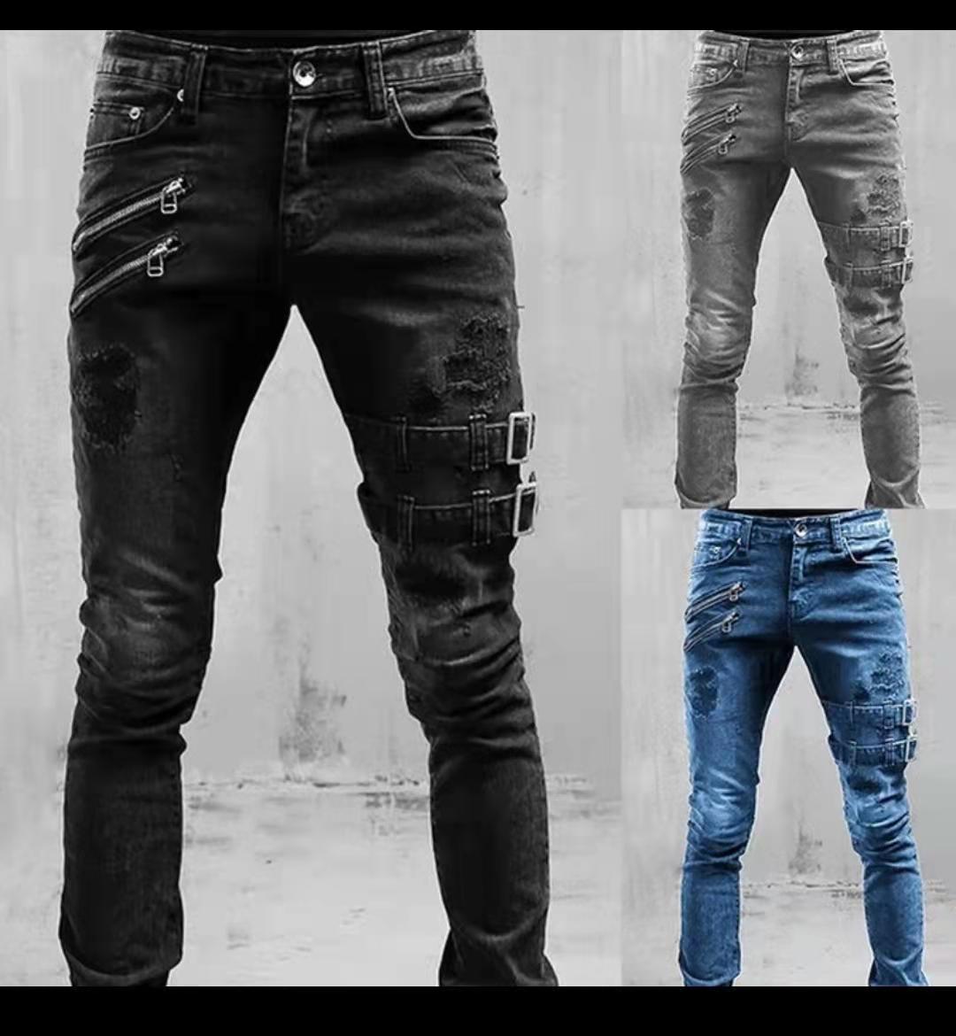 TWO ZIPPER SLIM FIT JEANS