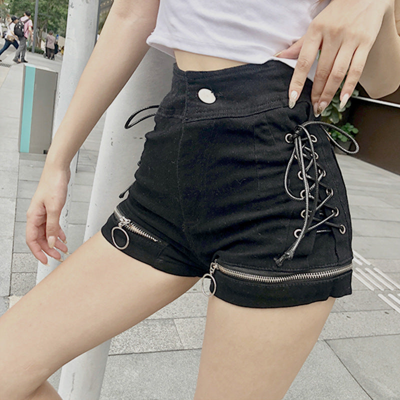 ZIPPER DRAWSTRING SHORTS