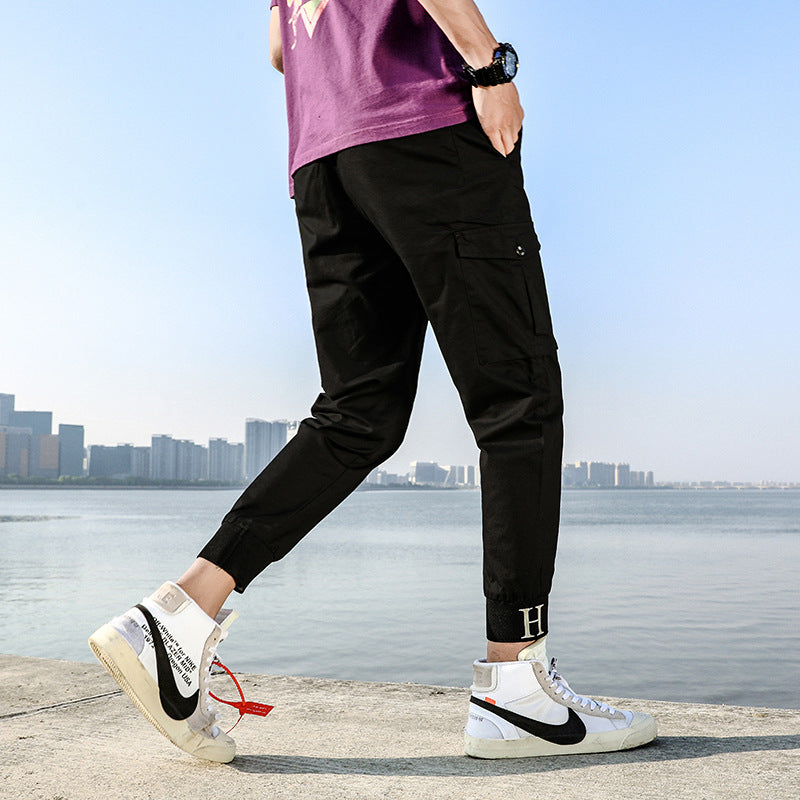 MEN SOLID COLOR CARGO PANTS