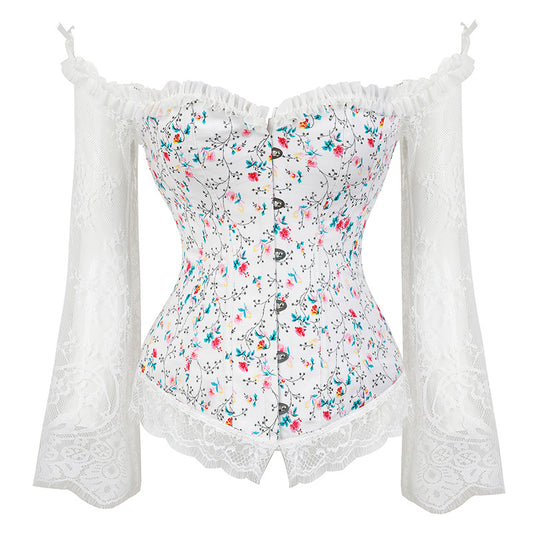 OFF-SHOULDER LACE SLEEVES CORSET