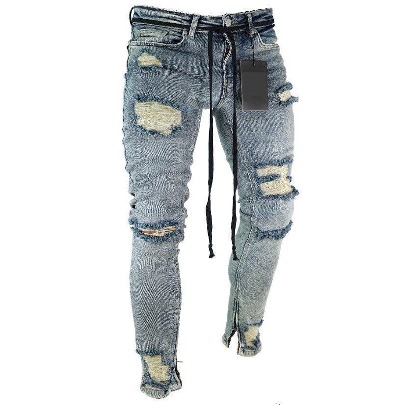 CLEAN TORN RIPPED JEANS