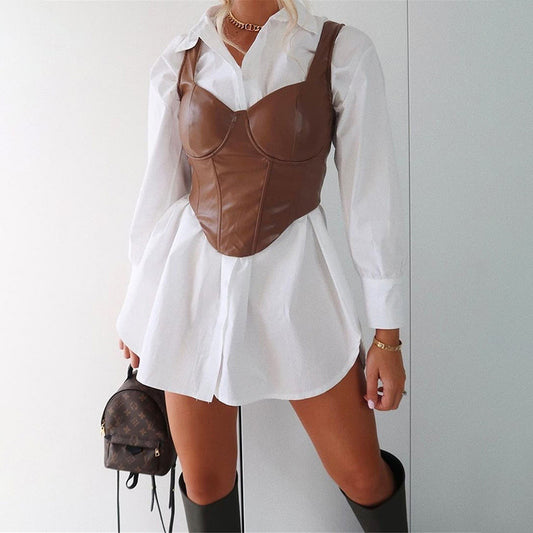 Faux Leather Corset Top