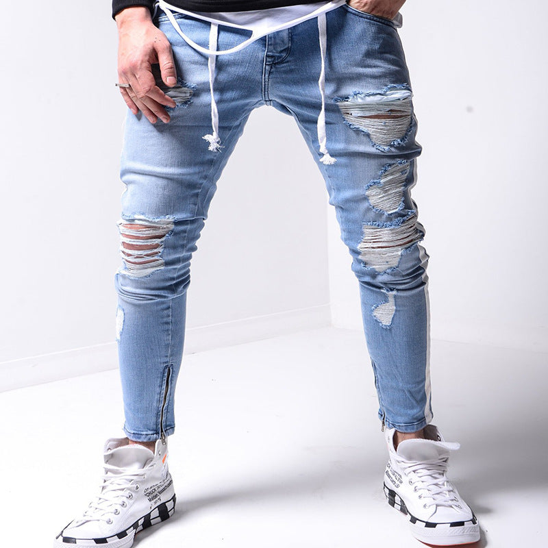 SKIN FIT RIPPED JEANS