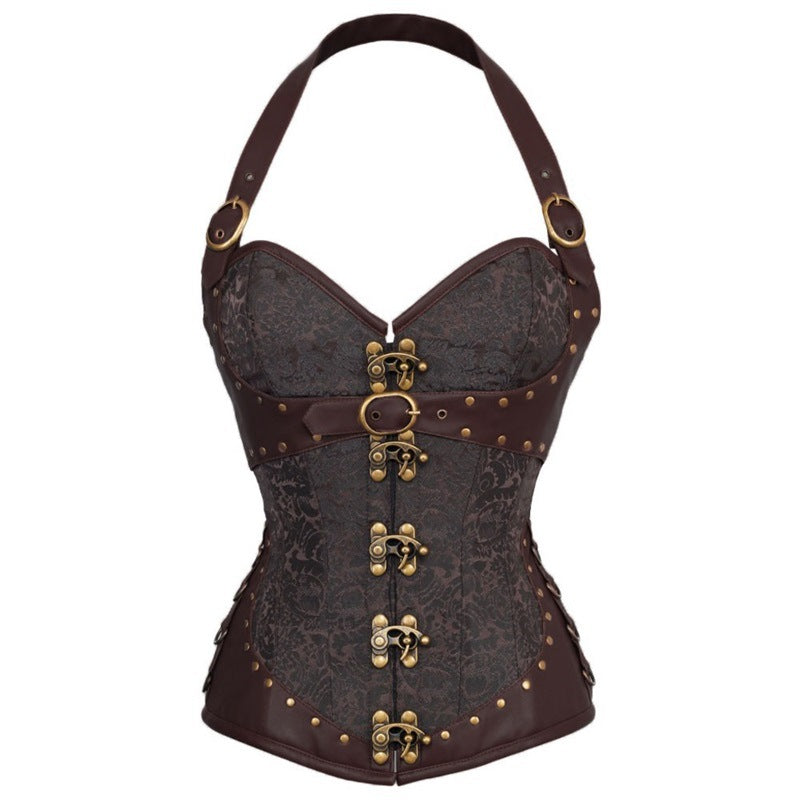 BUCKLED HALTER LACE-UP CORSET