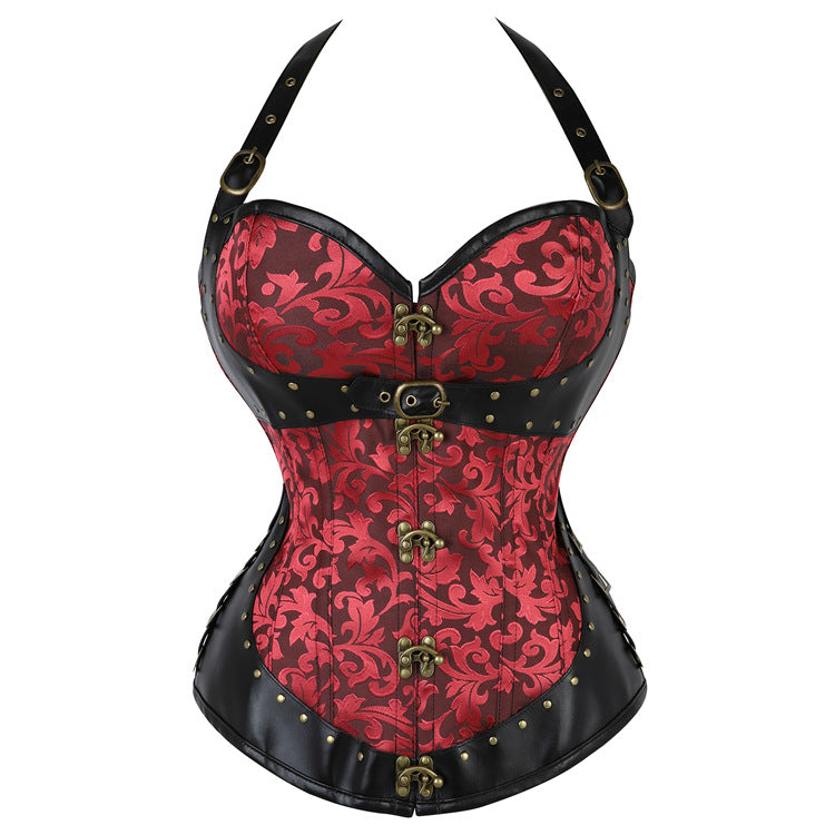 BUCKLED HALTER LACE-UP CORSET