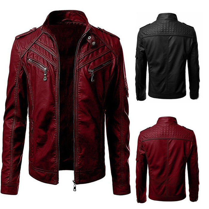 CASUAL CAMO RED LEATHER JACKET