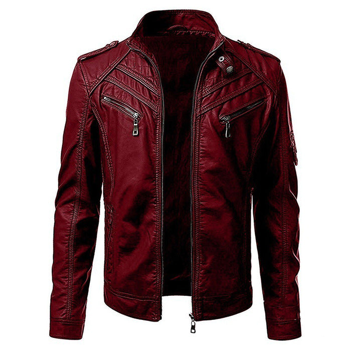 CASUAL CAMO RED LEATHER JACKET