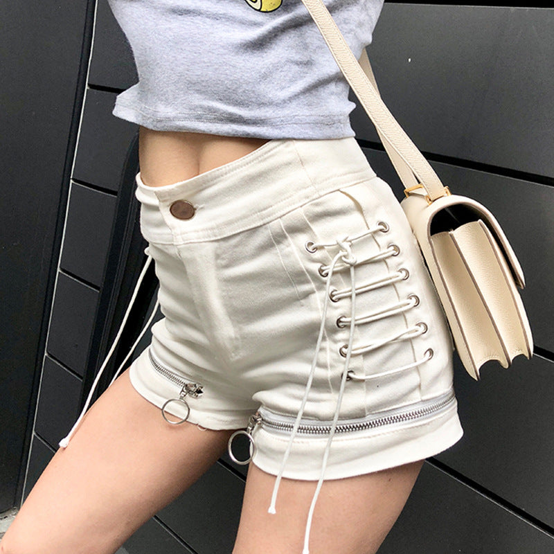 ZIPPER DRAWSTRING SHORTS