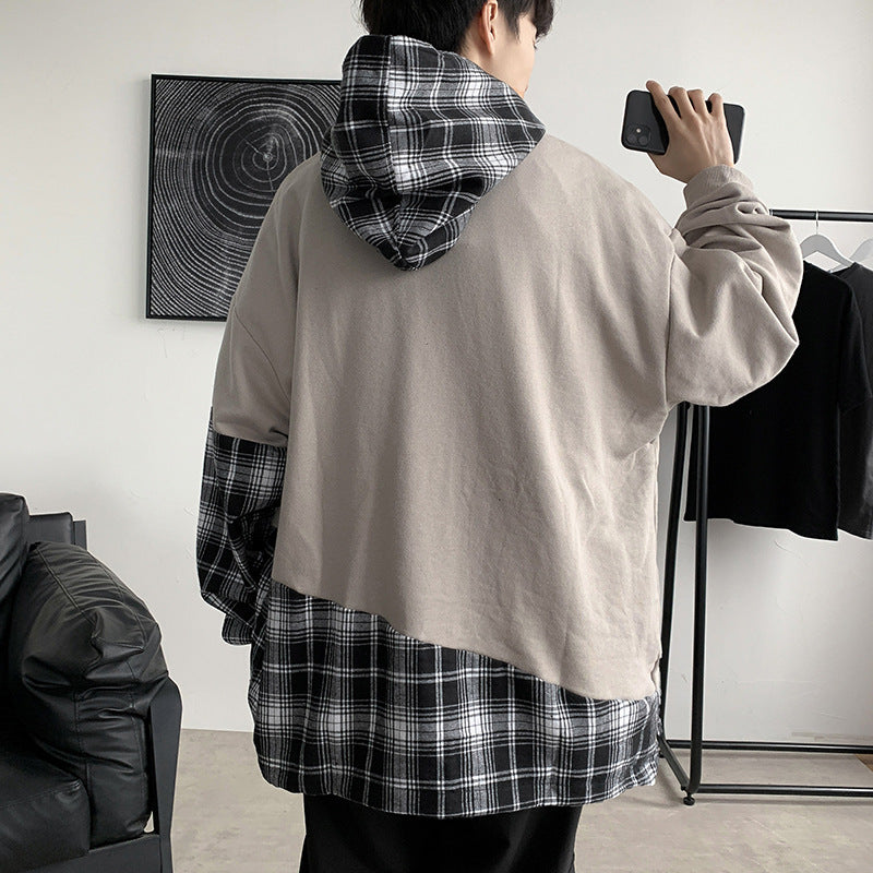 PLAID PANEL HOODIE