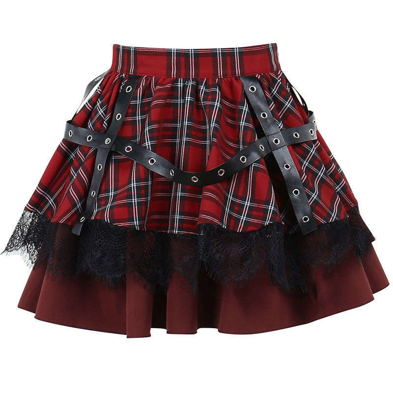 Gothic Plaid and Lace Stitch Skirt