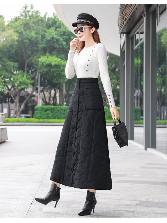 QUILTED ANKLE LENGTH SKIRT