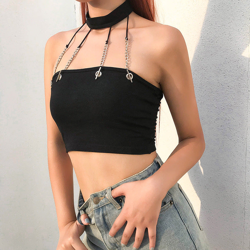 Halter Accessorized crop top