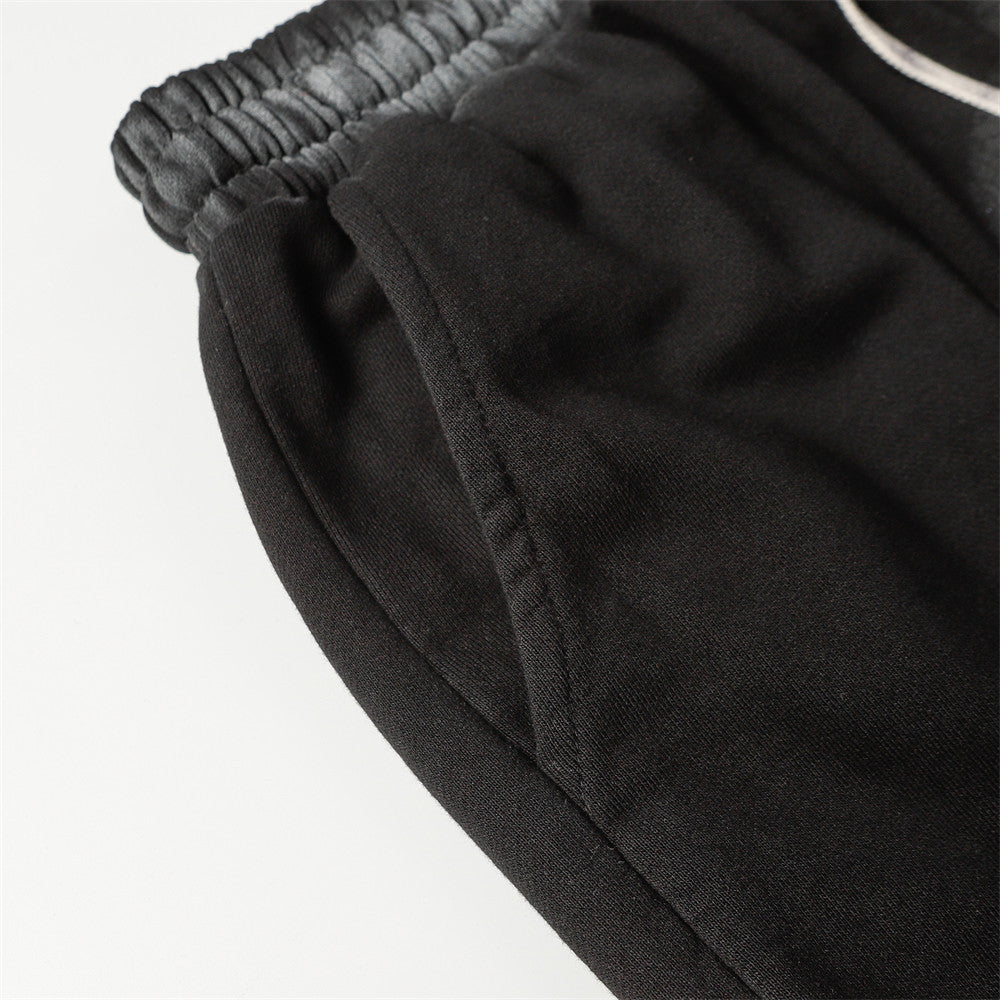 Fuzzy Letter Spray Painting Loose Shorts