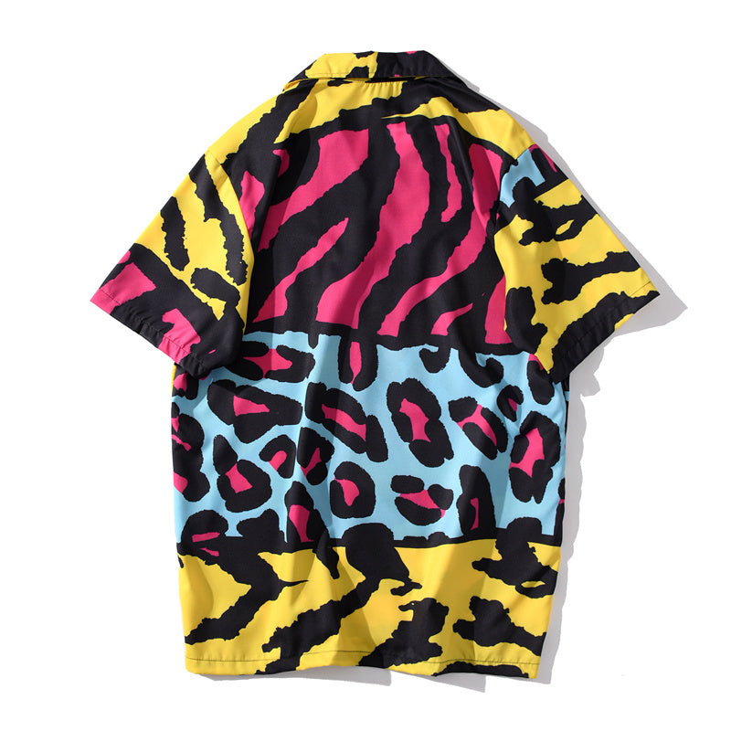 Colorblock graffiti beach short sleeve