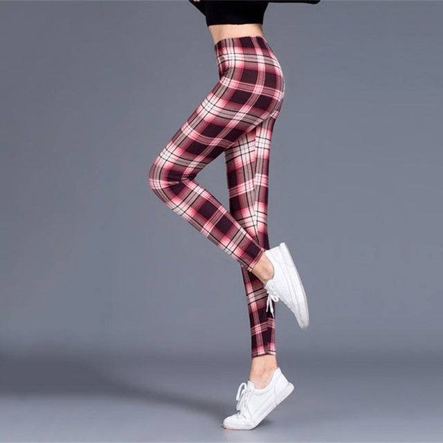 CHECKERED SKINNY PANTS