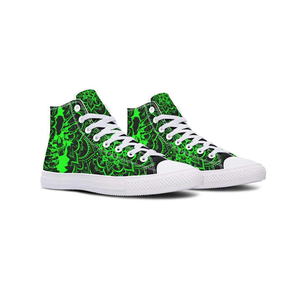 GREEN PRINTED SKULL SHOES