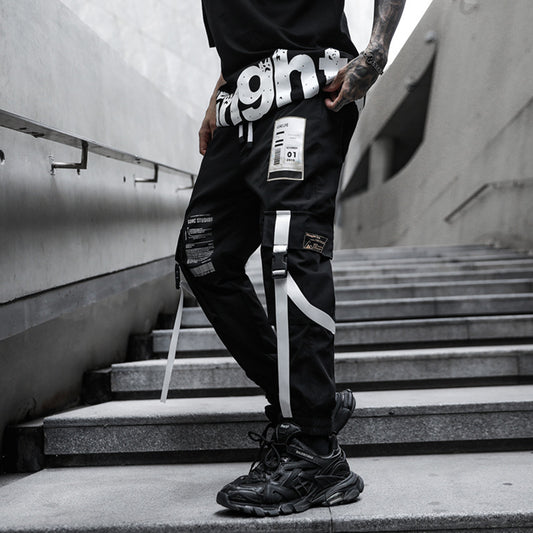 Dark Loose Web Cargo Pants