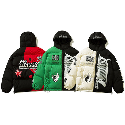 Stitching Fleece Hooded Jacket