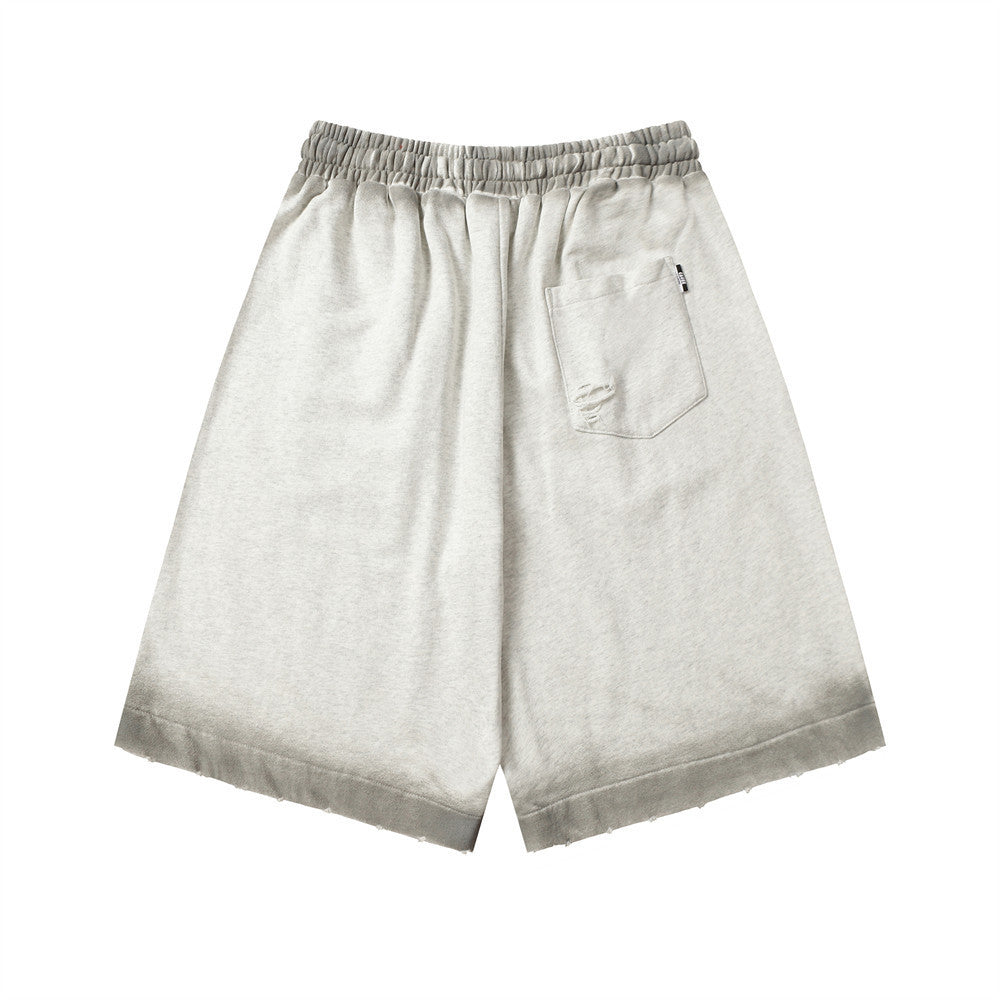 Fuzzy Letter Spray Painting Loose Shorts