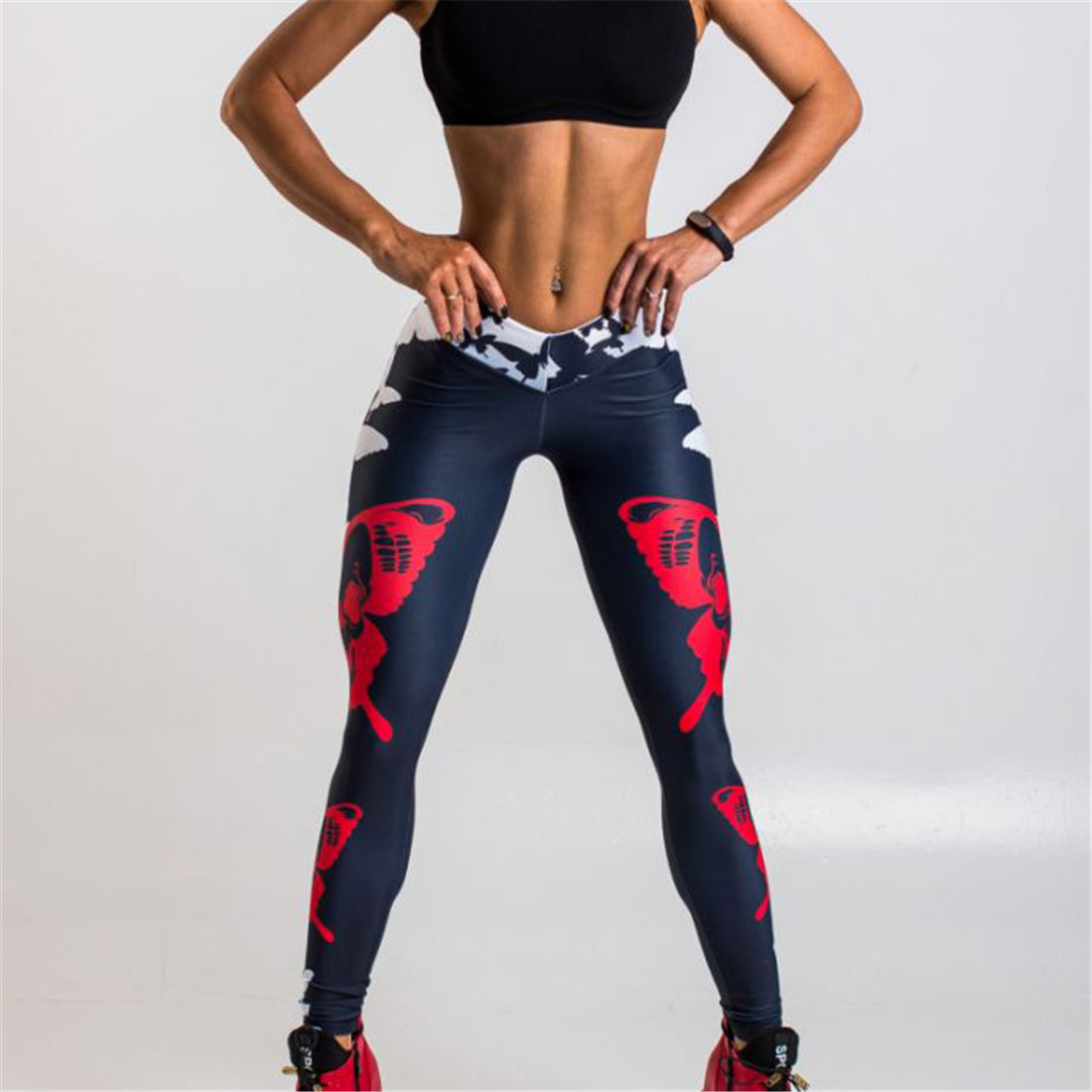 BUTTERFLY PRINT LOW-WAIST LEGGING