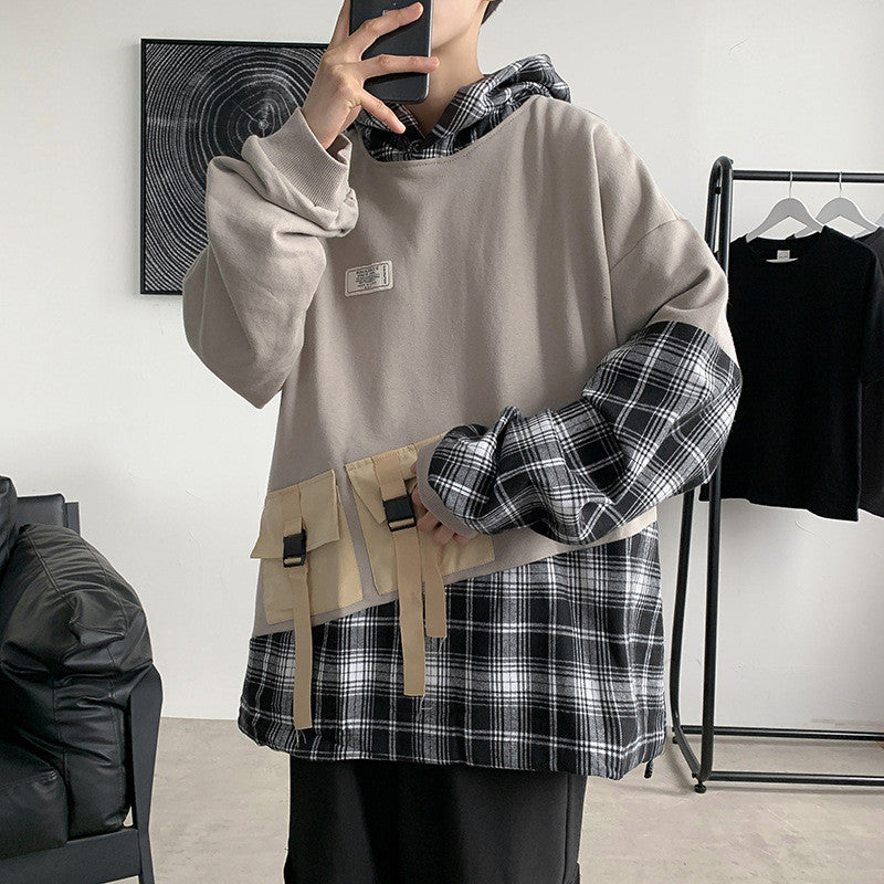 PLAID PANEL HOODIE