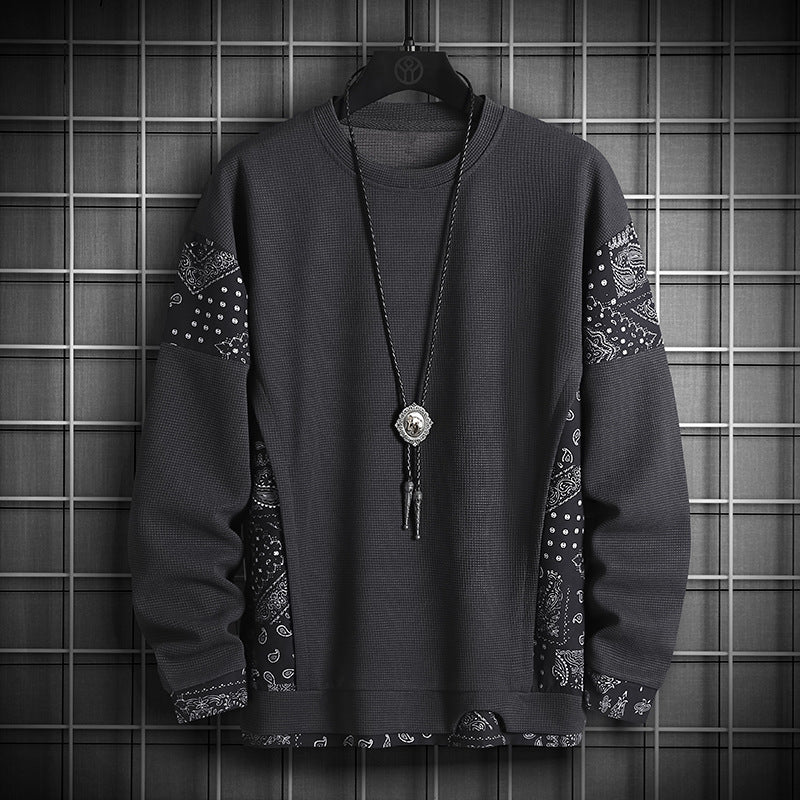 ETHNIC CREW NECK PAISLEY PRINT PULLOVER