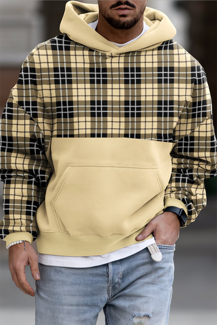 MEN CHECKERED HOODED SWEATSHIRT