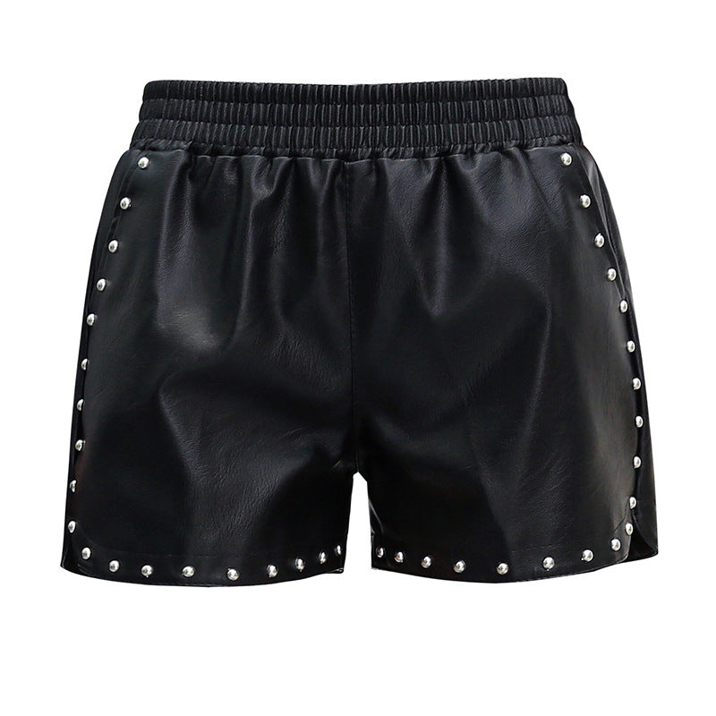 ELASTIC LEATHER SHORTS