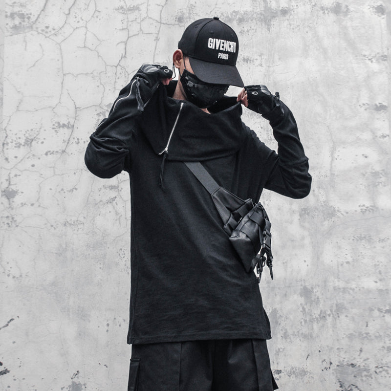 LONG SLEEVE HIGH COLLAR STREETWEAR SWEATSHIRT