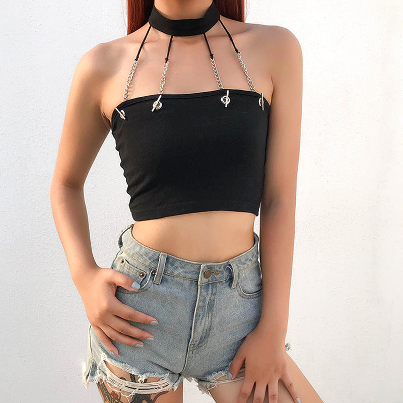 Halter Accessorized crop top