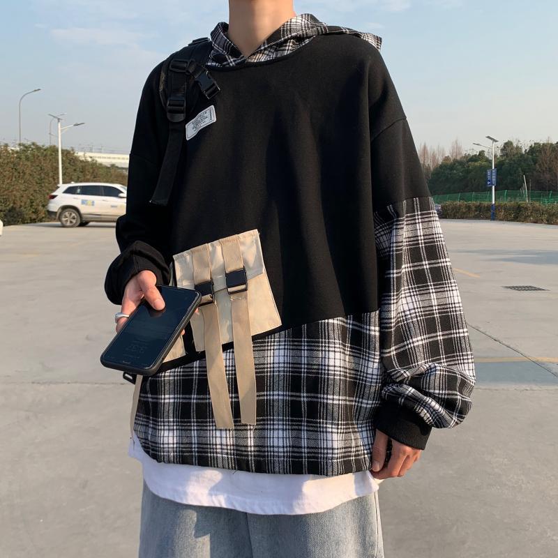 PLAID PANEL HOODIE