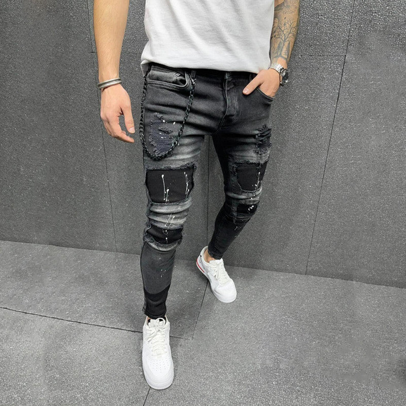 SKIN FIT RIP JEANS