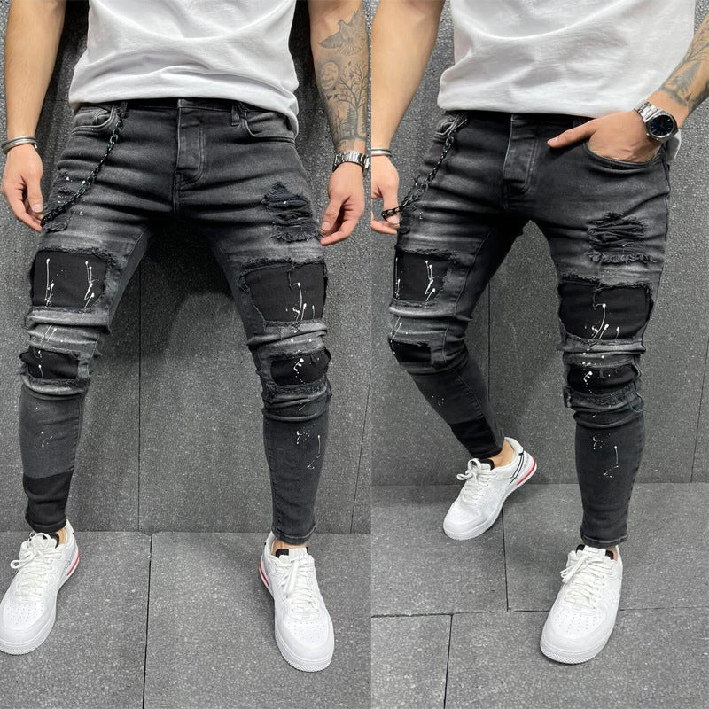 SKIN FIT RIP JEANS