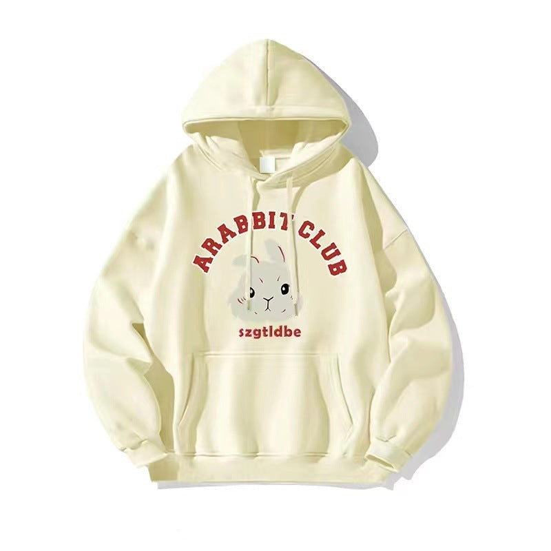 Female Autumn And Winter Rabbit Printed Hoodie
