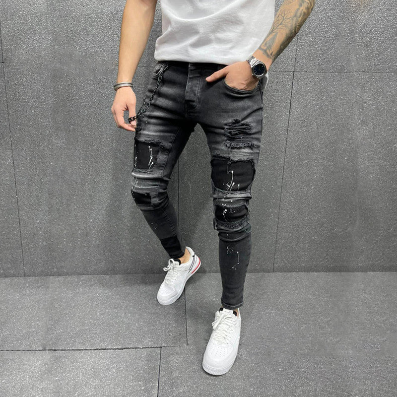 SKIN FIT RIP JEANS