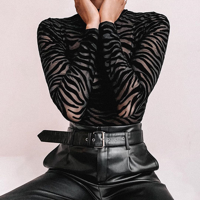 SHEER ANIMAL PRINT BODYSUIT