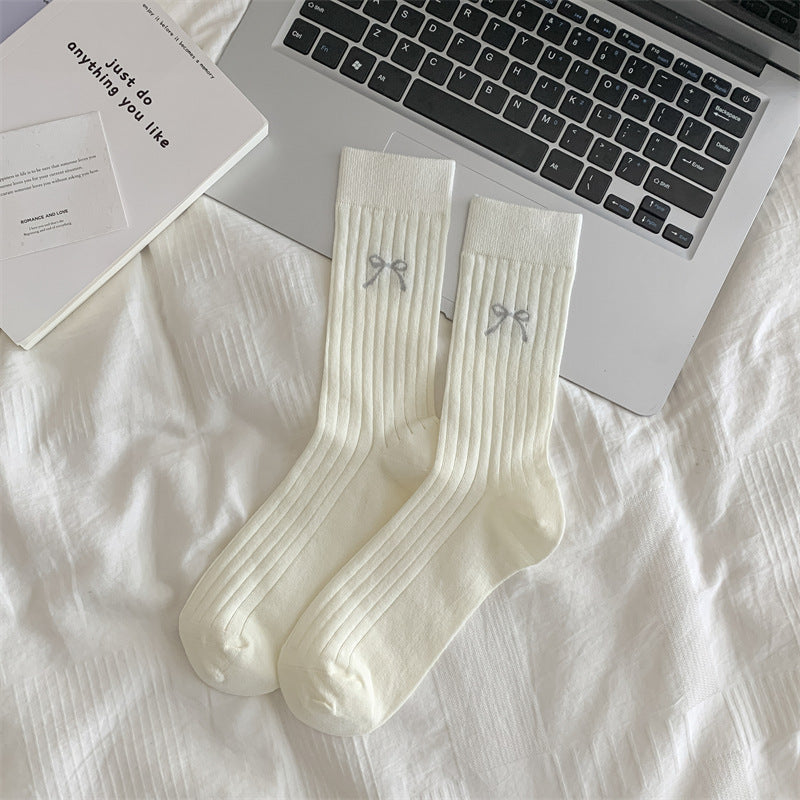 Bow Tube Socks Hollow Bunching Socks