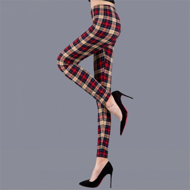 CHECKERED SKINNY PANTS