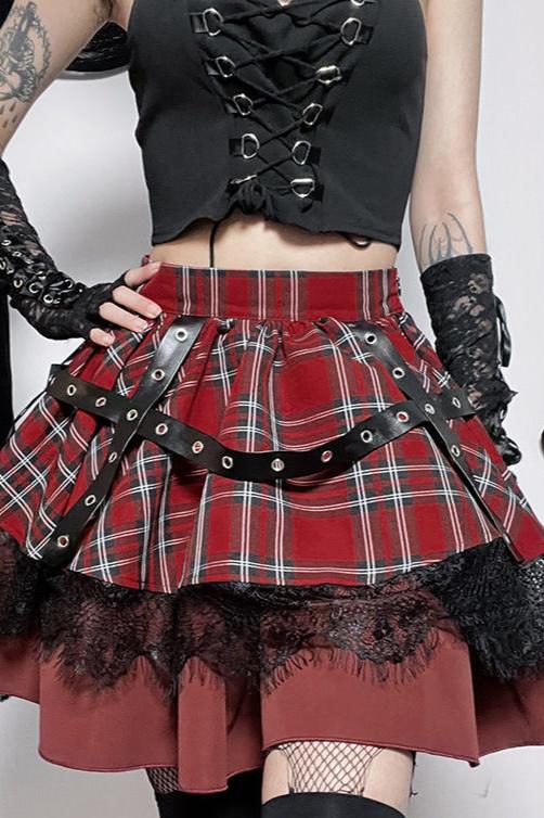 Gothic Plaid and Lace Stitch Skirt