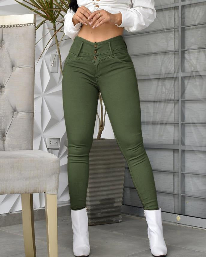 Casual High Waist Tight Pants