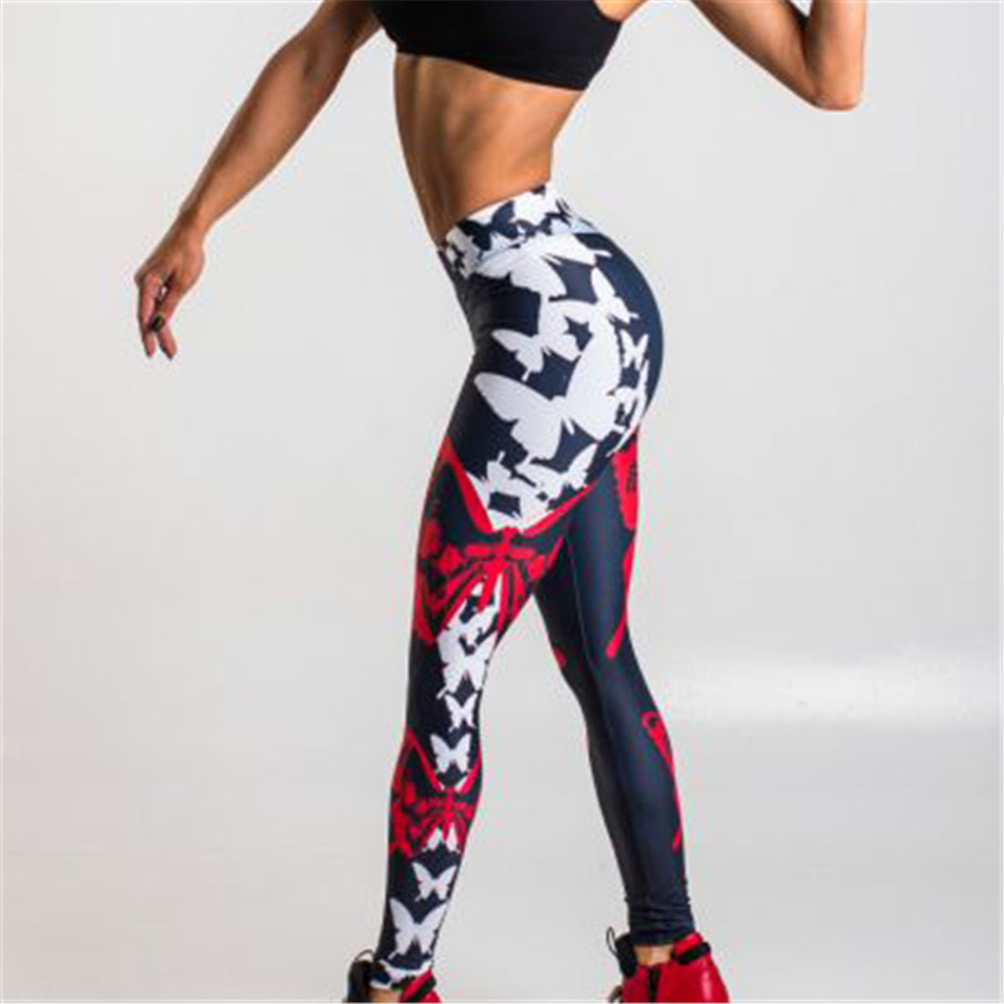 BUTTERFLY PRINT LOW-WAIST LEGGING