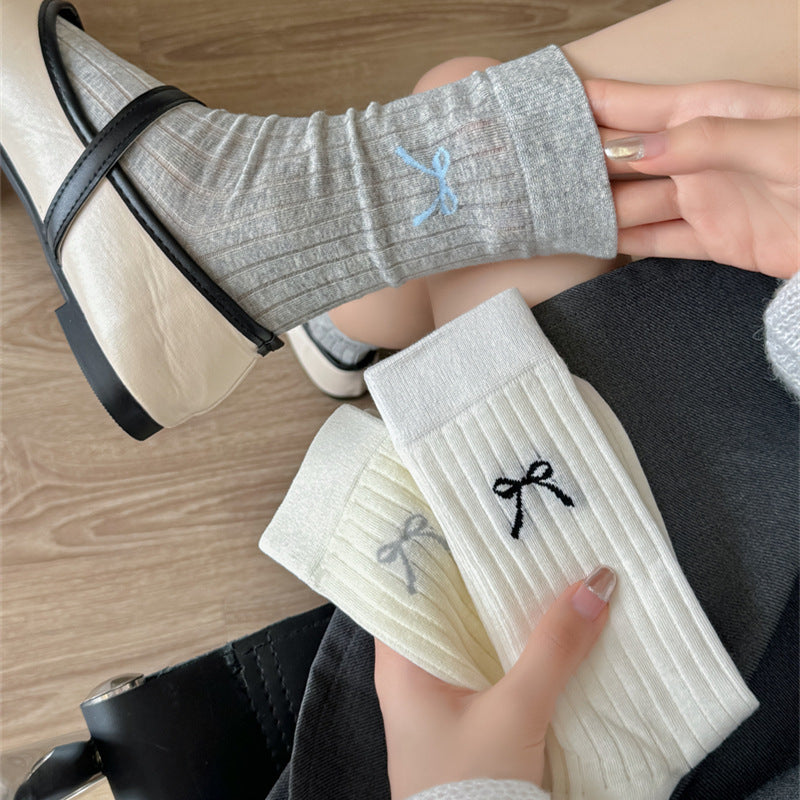 Bow Tube Socks Hollow Bunching Socks