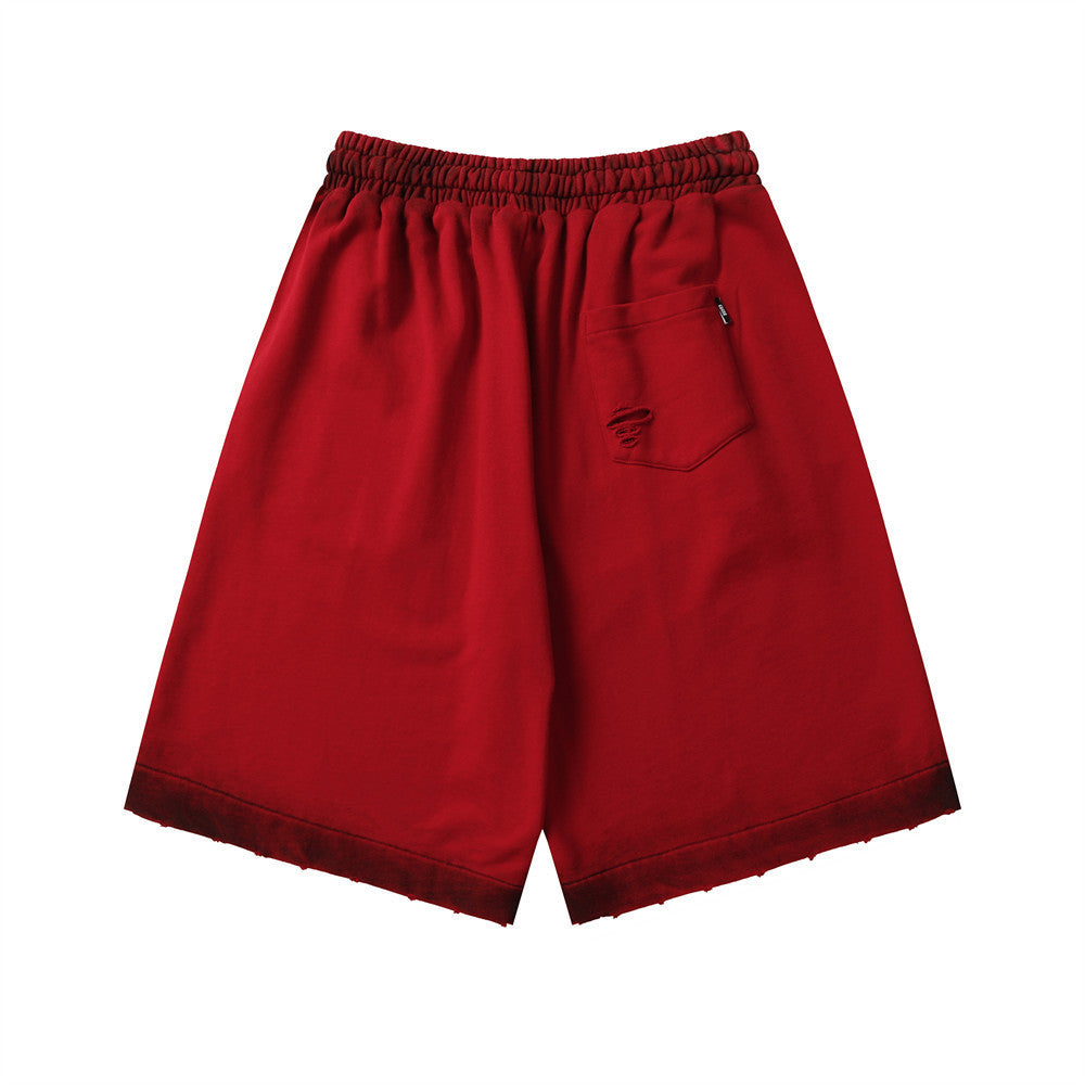 Fuzzy Letter Spray Painting Loose Shorts