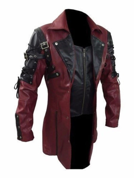 STEAMPUNK LEATHER TRENCH COAT JACKET