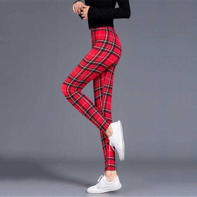 CHECKERED SKINNY PANTS