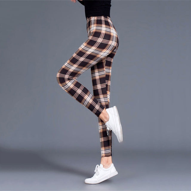 CHECKERED SKINNY PANTS